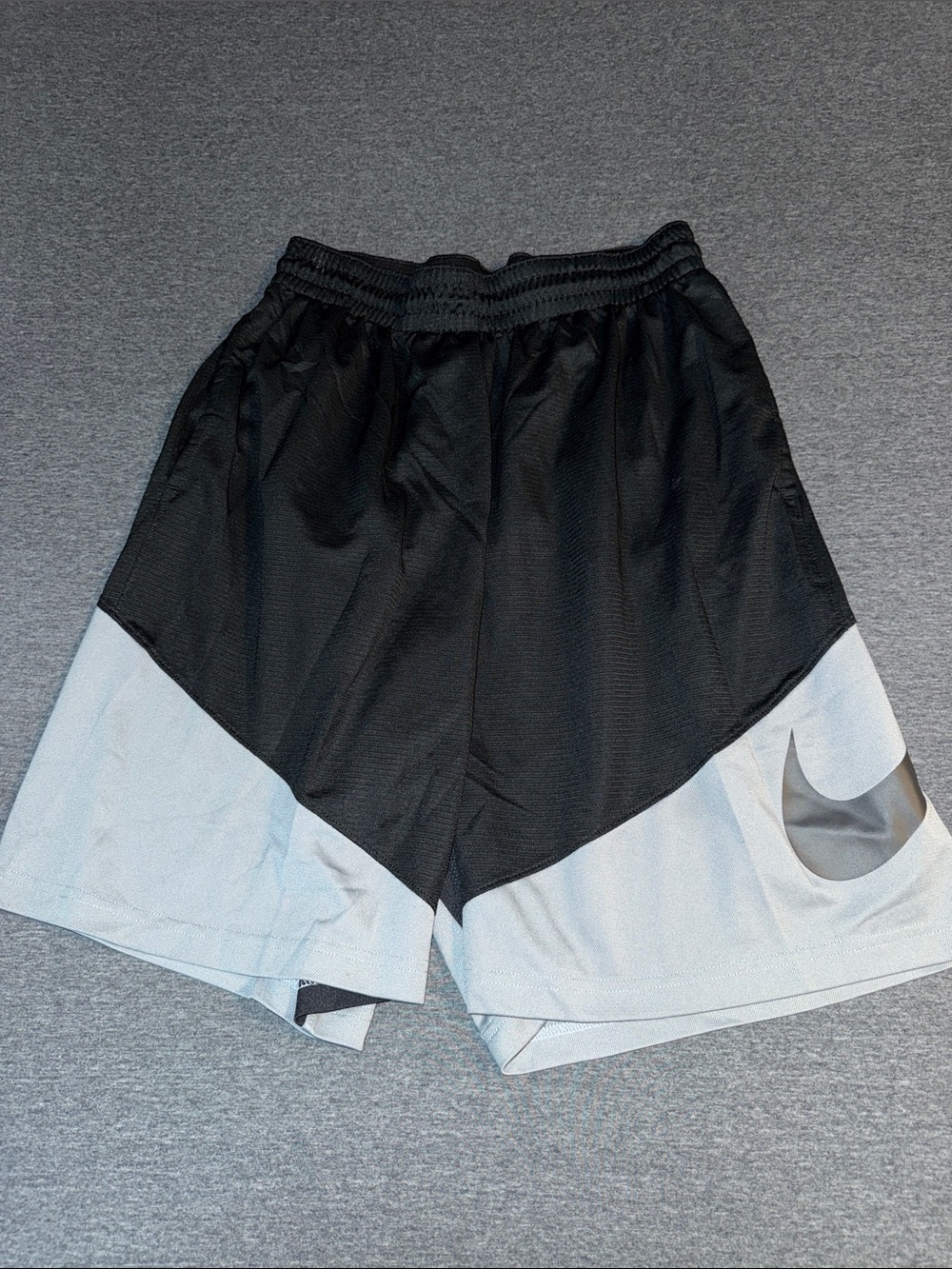 Nike Men's Black and Light Gray Two-Tone Athletic Shorts